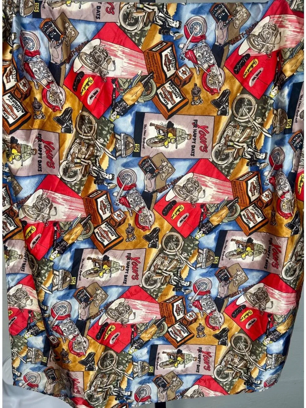 Vintage Harley Davidson Nicole Miller Silver motorcycle Scarf Retro Silk